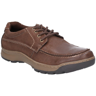 Hush Puppies Mens Tucker Memory Foam Lace Up Leather Shoe-BROWN