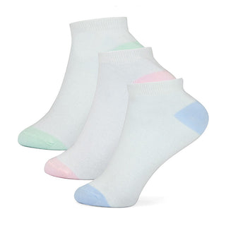 Ladies 3 Pack White Trainer Socks With Contrast Heel & Toe