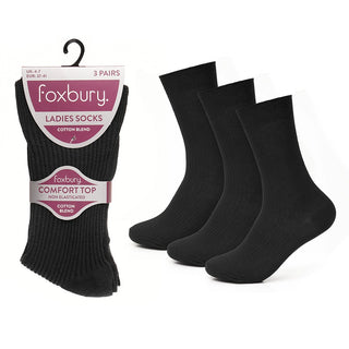 Buy black Ladies 3 Pack 498 Softtop Socks Size 4-7