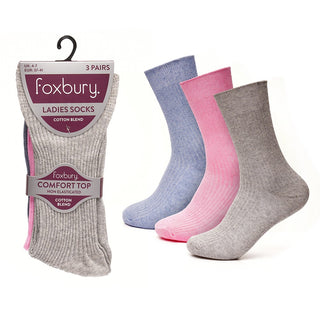 Buy pink Ladies 3 Pack 498 Softtop Socks Size 4-7