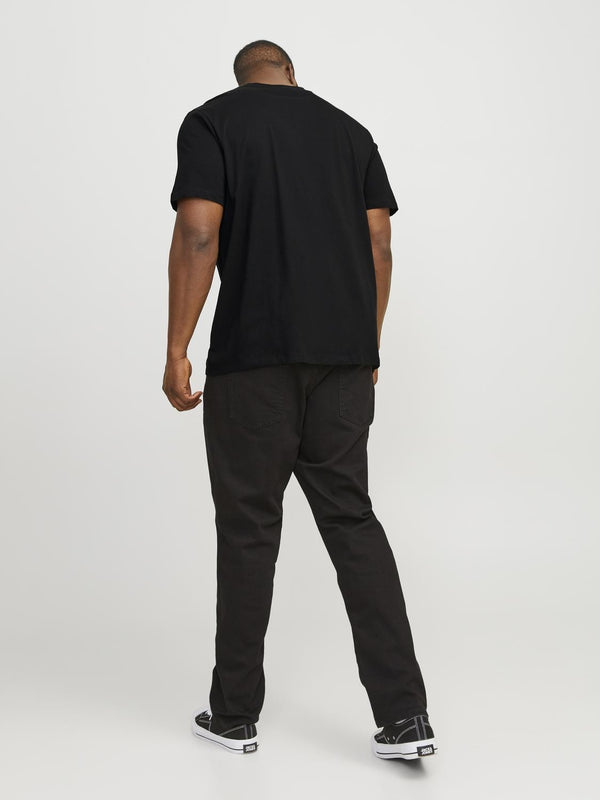 Jack & Jones Mens Plus Size Loose Fit Bradley Short Sleeve T-Shirt-BLACK