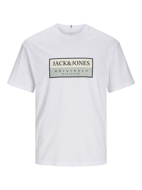 Jack & Jones Mens Fredeiksberg Regular Fit 100% Cotton Tee-BRIGHT WHITE