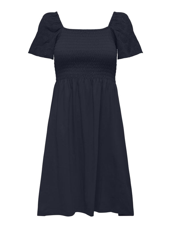 JDY Ladies Stella Short Sleeve 100% Organic Cotton Regular Fit Dress-SKY CAPTAIN