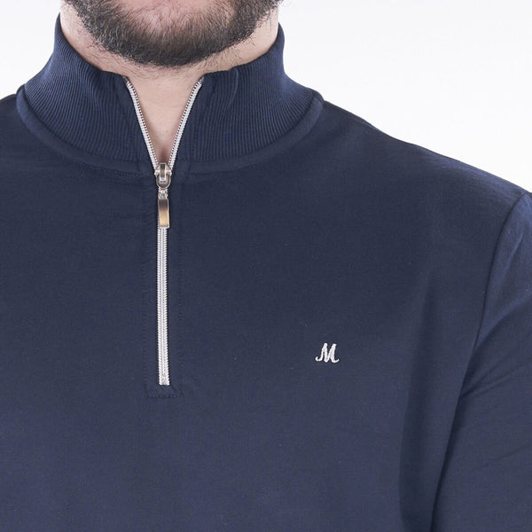 Mineral Men's Rage Quarter Zip Sweat Top-NAVY