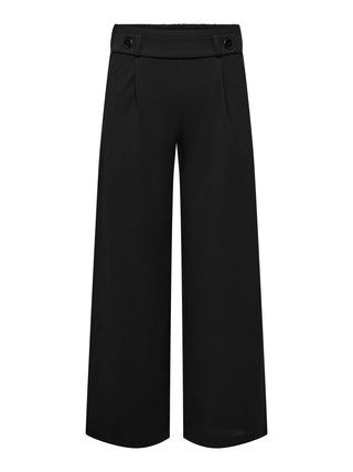 JDY Geggo Wide Leg Elasticated Waist Trousers 32" leg-BLACK BLACK