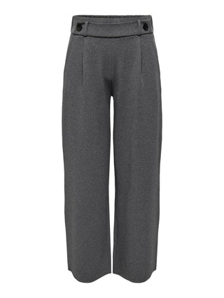 JDY Geggo Wide Leg Elasticated Waist Trousers 32" leg-GREY MELANGE