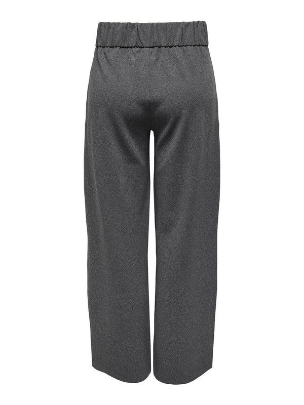 JDY Geggo Wide Leg Elasticated Waist Trousers 32" leg-GREY MELANGE