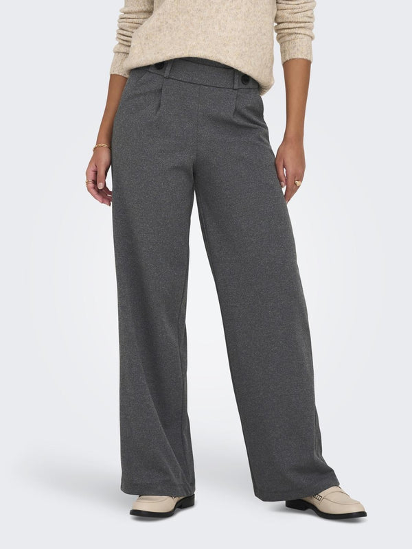 JDY Geggo Wide Leg Elasticated Waist Trousers 32" leg-GREY MELANGE