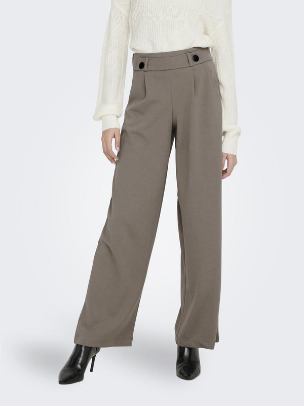 JDY Geggo Wide Leg Elasticated Waist Trousers 32" leg-DRIFTWOOD