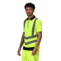 Regatta Men's Hi Vis Short Sleeve Wicking 2 Tone Zip Neck Polo-HIVIZ YELNVY