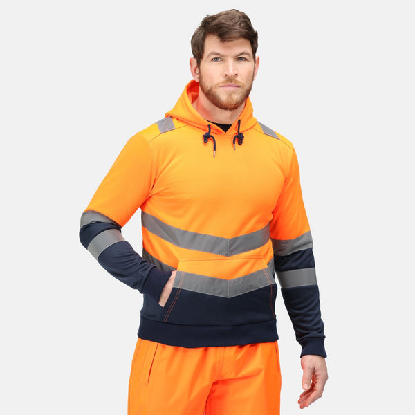 Regatta Men's Hi Vis 2 Tone Overhead Hoody-HIVIZ ORANGE