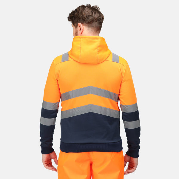 Regatta Men's Hi Vis 2 Tone Overhead Hoody-HIVIZ ORANGE