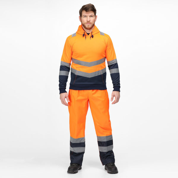 Regatta Men's Hi Vis 2 Tone Overhead Hoody-HIVIZ ORANGE