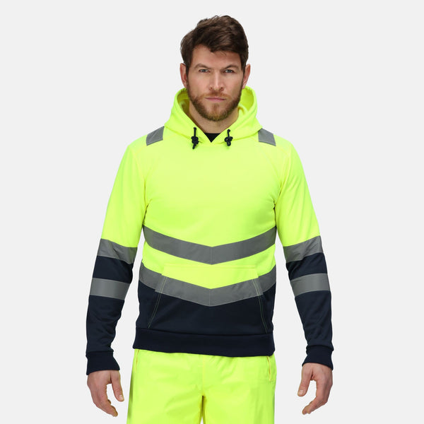 Regatta Men's Hi Vis 2 Tone Overhead Hoody-HIVIZ YELLOW