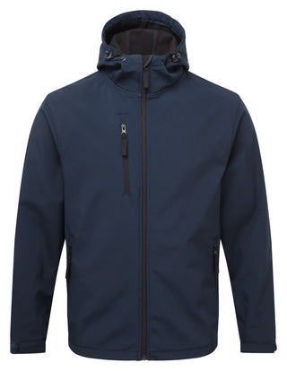 Tuff Stuff Mens Holkham Water Repellant Breathable Windproof Hooded Softshell Work Jacket-NAVY