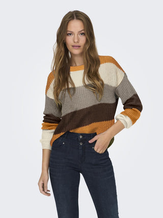 JDY Ladies Badut Long Sleeve knitted Pullover-OCHRE