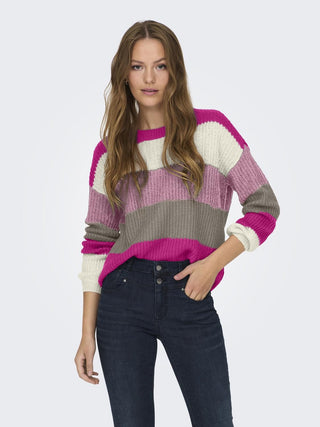 JDY Ladies Badut Long Sleeve knitted Pullover-FUCHSIA