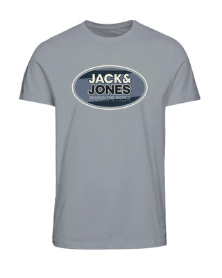 Jack & Jones Mens Ray 100% Cotton Regular Fit T-Shirt-GREY