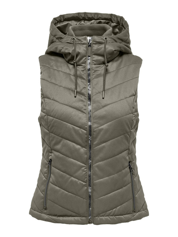 JDY Ladies Ebonie Hooded Bodywarmer-VETIVER