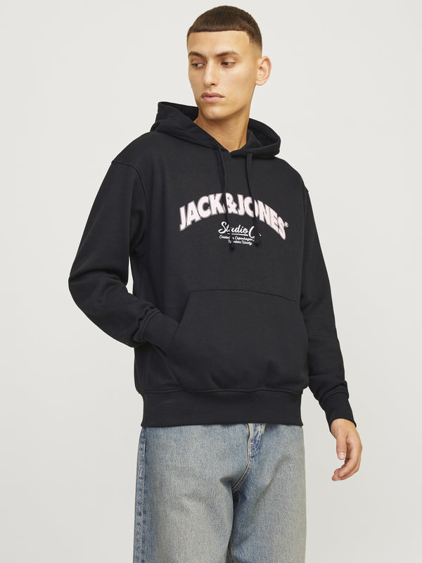 Jack & Jones Mens Bronx Regular Fit Hooded Sweat - BLACK