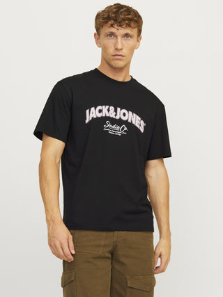 Jack & Jones Mens Relaxed Fit 100% Cotton Bronx T-shirt-BLACK