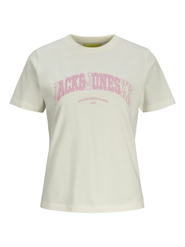 JJXX Ladies Ava 100% Cotton Regular Fit T-Shirt-VANILLA