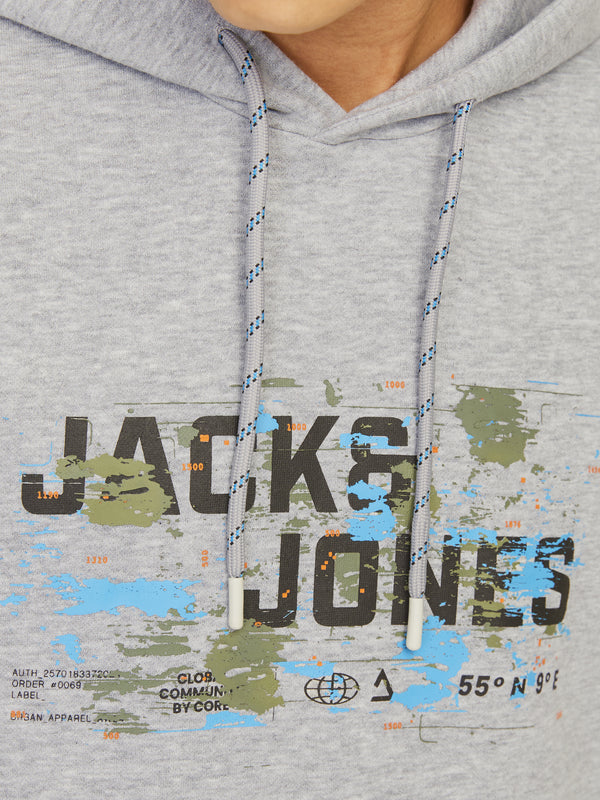 Jack & Jones Mens Regular Fit Outdoor Hoody-LIGHT GREY