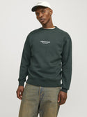 Jack & Jones Mens Vesterbro Relaxed Fit Crew Neck Sweatshir-FOREST GREEN