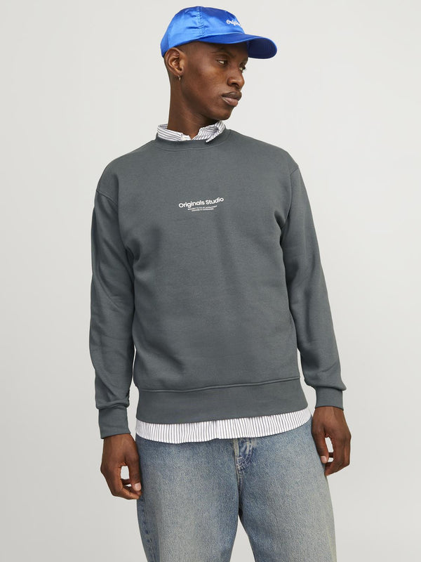 Jack & Jones Mens Vesterbro Relaxed Fit Crew Neck Sweatshir-IRON