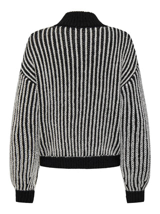 JDY Ladies Ally Striped Pullover-BLACK