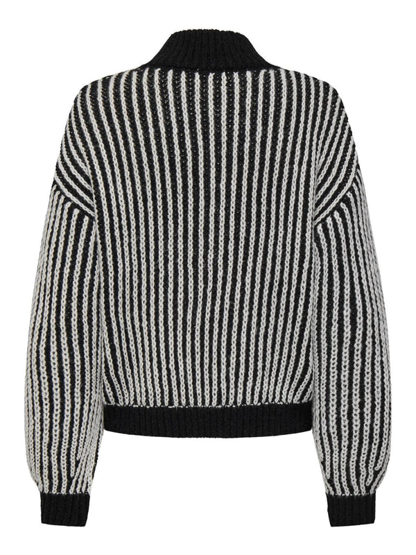 JDY Ladies Ally Striped Pullover-BLACK