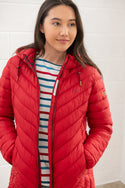 Lighthouse Ladies Water Repellent Insulated Hooded Laurel Mid Length Coat-RED