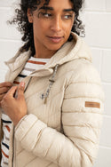 Lighthouse Ladies Water Repellent Insulated Hooded Laurel Mid Length Coat-CREAM