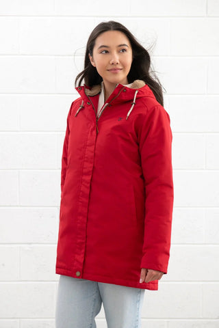 Lighthouse Ladies Waterproof Breathable Windproof Scarlett Mid-hip Coat-RED