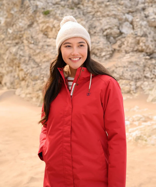 Lighthouse Ladies Waterproof Breathable Windproof Scarlett Mid-hip Coat-RED