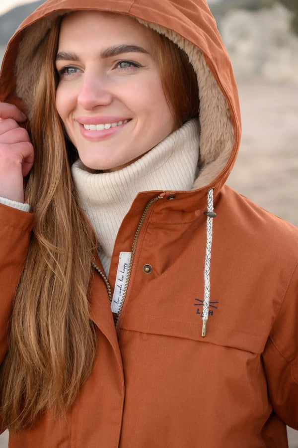 Lighthouse Ladies Waterproof Windproof Breathable Isobel 3/4 Length Coat-RUSTIC BROWN