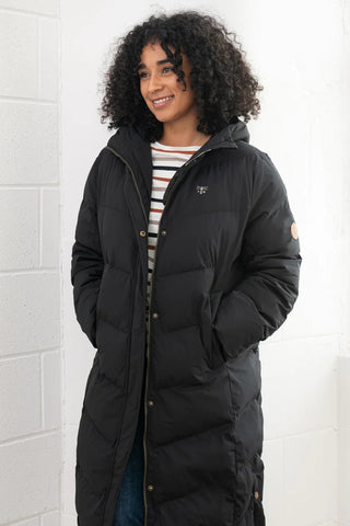 Lighthouse Ladies Relaxed Fit Long Water Repellent Savannah Padded Coat-BLACK