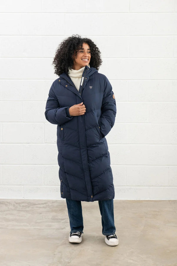 Lighthouse Ladies Relaxed Fit Long Water Repellent Savannah Padded Coat-NAVY