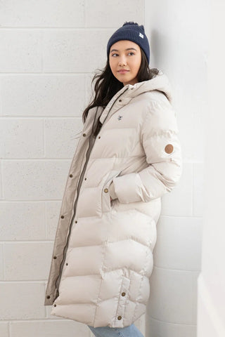 Lighthouse Ladies Relaxed Fit Long Water Repellent Savannah Padded Coat-CREAM