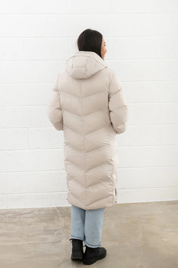 Lighthouse Ladies Relaxed Fit Long Water Repellent Savannah Padded Coat-CREAM