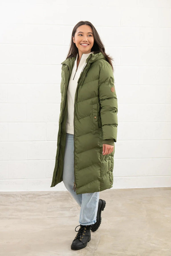 Lighthouse Ladies Relaxed Fit Long Water Repellent Savannah Padded Coat-OLIVE