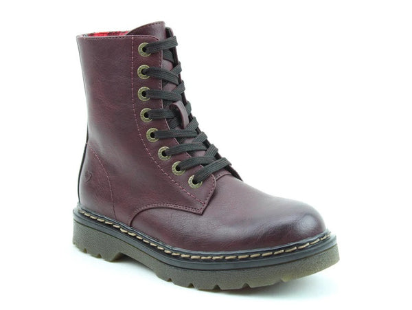 Heavenly Feet Ladies Justina 2 Vegan Friendly Side Zip Boot-BURGUNDY