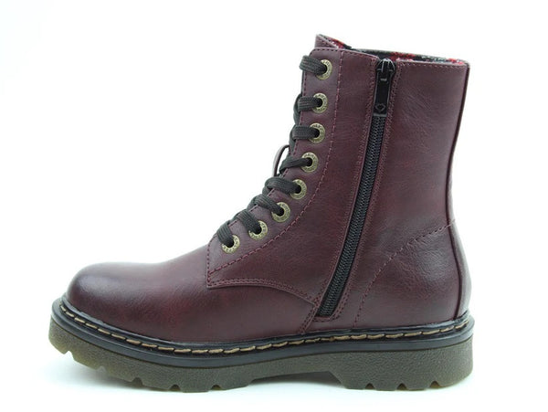 Heavenly Feet Ladies Justina 2 Vegan Friendly Side Zip Boot-BURGUNDY