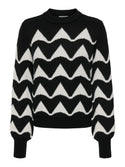 JDY Ladies Tina Long Sleeve Jacquard Pullover Knit-BLACK