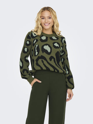 JDY Ladies Lorraine Regular Fit Long Sleeved Knit Pullover-MOSS