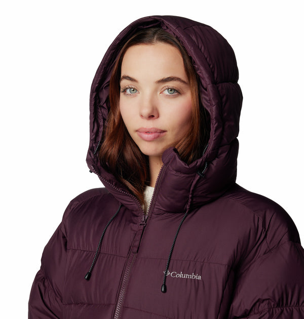 Columbia Ladies Pike Lake II Long relaxed Fit Insulated Hooded Jacket-MOONBEAM