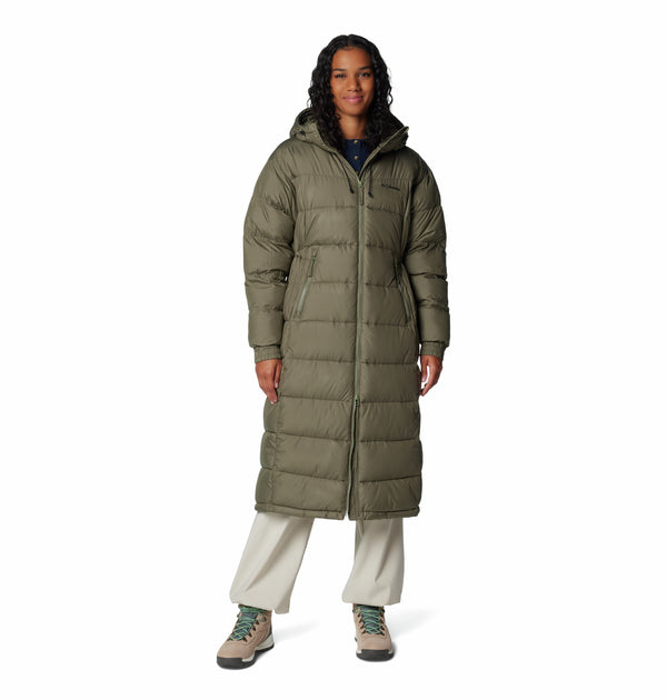 Columbia Ladies Pike Lake II Long relaxed Fit Insulated Hooded Jacket -STONE GREEN