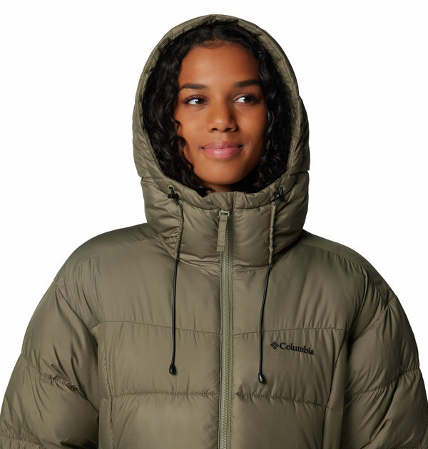 Columbia Ladies Pike Lake II Long relaxed Fit Insulated Hooded Jacket -STONE GREEN