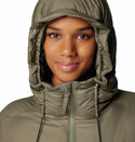 Columbia Ladies Pike Lake II Long relaxed Fit Insulated Hooded Jacket -STONE GREEN