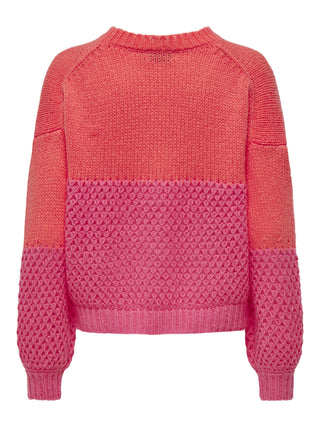 ONLY Ladies Rose Regular Fit Block Knit-CORAL